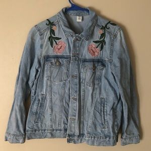 Forever 21 floral embroidered jean jacket